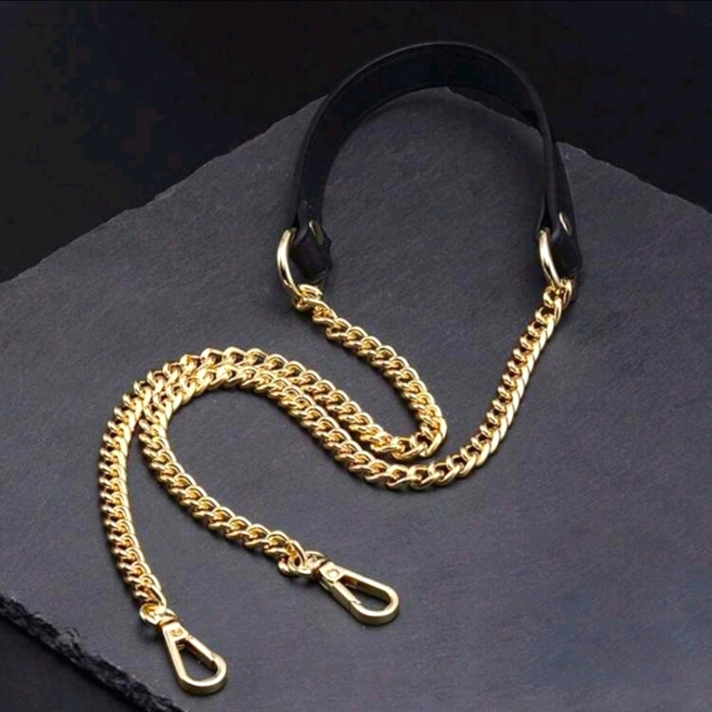 New 47" Crossbody Chain Black/Gold